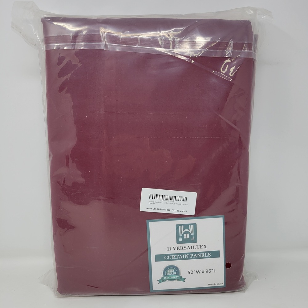 H VERSAILTEX Burgundy Blackout Curtain Panels 52W x 96L 2 Panels New